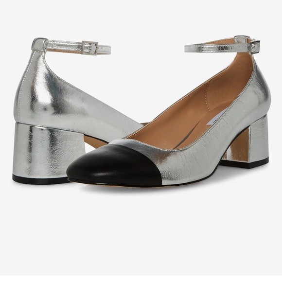 Steve Madden Eli pump. Size 8.5. NWOT. Silver shoe with black toe box. - Picture 2 of 6